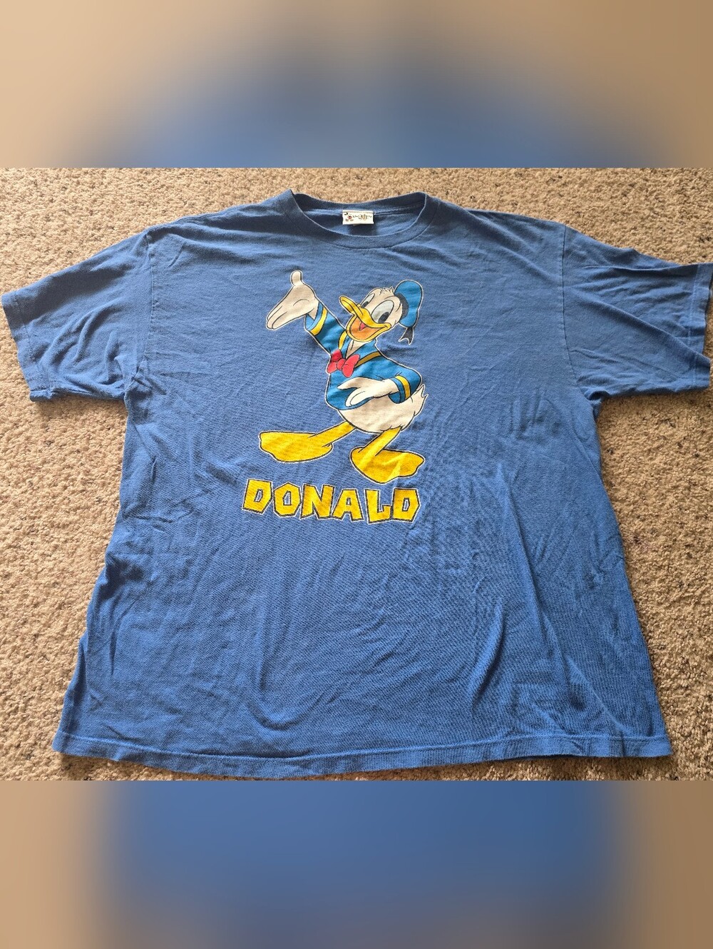 Vintage Donald Duck Graphic Tee - Blue with Yellow Accents